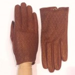 Женские перчатки GlovesUA комбинированные GlovesUA мод-394 коньяк ( кожа крошет)