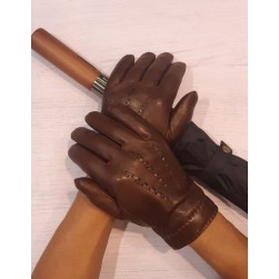 Мужские кожаные перчатки GlovesUA мод-539 коричневые