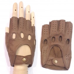 Жіночі шкіряні рукавички для водіння GlovesUA мод.245 тауп (шкіра оленя)