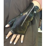 Жіночі рукавички шкіряні мітенки GlovesUA мод.545 чорний