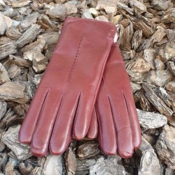 Женские кожаные перчатки GlovesUA мод 164 коньяк ( мех кролик )