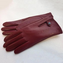 Женские автомобильные кожаные перчатки GlovesUA мод 086 бордо ( без отв)