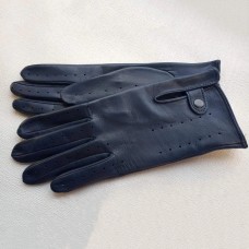 Жіночі автомобільні шкіряні рукавички GlovesUA мод.086 джинс (без отв)