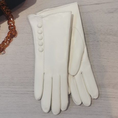 Женские кожаные перчатки GlovesUA мод 113 белые