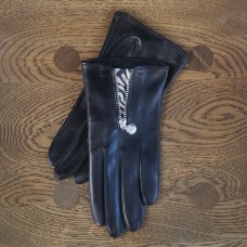 Женские кожаные перчатки GlovesUA мод.435 черный / зебра