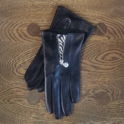 Женские кожаные перчатки GlovesUA мод 435 черный / зебра
