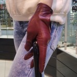 Женские автомобильные кожаные перчатки  GlovesUA мод 200 гнилая вишня