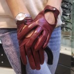 Женские автомобильные кожаные перчатки  GlovesUA мод 200 гнилая вишня