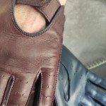 Чоловічі шкіряні рукавички автомобільні GlovesUA мод.275 бордо / темно-синій (шов назовні, без відп.)