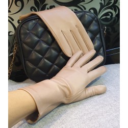 Женские кожаные перчатки GlovesUA мод 001 (без 3 полос) экрю