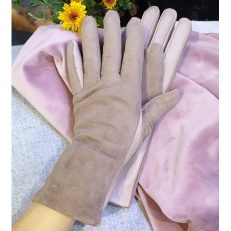 Жіночі комбіновані рукавички GlovesUA мод.001 (без 3 смуг) екрю