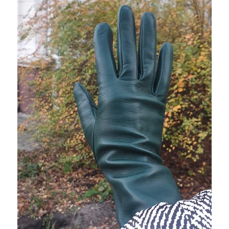 Жіночі шкіряні рукавички GlovesUA мод.001 (без 3 смуг) евкаліпт - Шкіряні Жіночі шкіряні рукавички GlovesUA мод.001 (без 3 смуг) евкаліпт