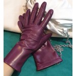 Женские кожаные перчатки GlovesUA мод 001 (без 3 полос) слива