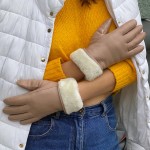 Женские перчатки кожаные с мехом мод 043 екрю (мех овчина) - На меху Женские перчатки кожаные с мехом мод 043 екрю (мех овчина)