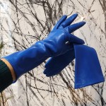 Довгі жіночі шкіряні рукавички GlovsUA мод.052-40 блакитні - Шкіряні Довгі жіночі шкіряні рукавички GlovsUA мод.052-40 блакитні