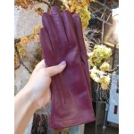 Женские удлиненные кожаные перчатки GlovesUA мод 247 слива (без банта /без перфорации)