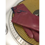 Женские перчатки кожаные GlovesUA мод 421 слива (темно-синий ремешок)