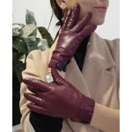 Жіночі рукавички шкіряні GlovesUA мод.421 зливу (темно-синій ремінець)