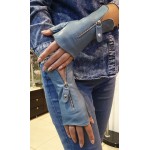 Женские перчатки митенки кожаные GlovesUA мод 545 петролеум - Цветные Женские перчатки митенки кожаные GlovesUA мод 545 петролеум