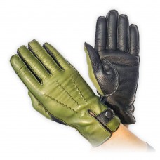 Рукавички чоловічі сенсорні із комбінованої шкіри GlovesUA мод.430, Альпійський зелений/Чорний