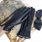 Жіночі рукавички шкіряні з підкладкою з вовни GlovesUA мод.407 чорні