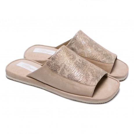 Комнатные тапочки женские Pellagio 360 бежевый+огурец