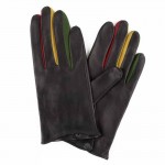 Жіночі рукавички шкіряні GlovesUA мод.394 чорні (кольорові стрілки)