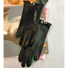 Женские перчатки кожаные GlovesUA мод.394 черные (цветные стрелки)