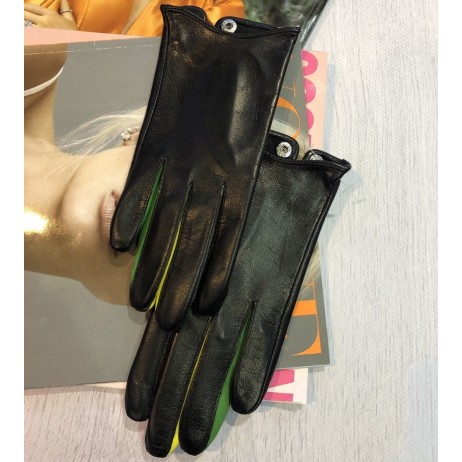 Жіночі рукавички шкіряні GlovesUA мод.394 чорні (кольорові стрілки)