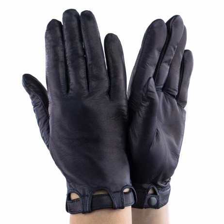 Женские перчатки кожаные мод.359 темно-синий