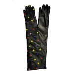 Женские длинные перчатки кожаные мод.292-45 черные