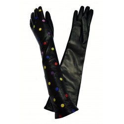 Женские длинные перчатки кожаные мод.292-45 черные