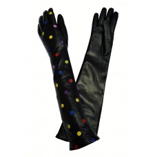 Жіночі довгі рукавички шкіряні мод.292-45 чорні