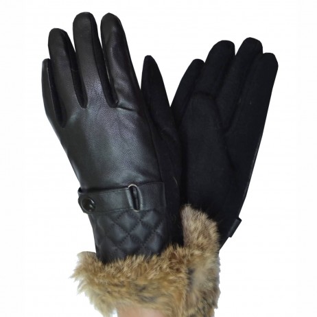 Женские перчатки комбинированные мод.44 коричневые