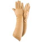 Женские длинные перчатки кожа Италия мод.052-48 кэмл