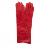 Женские длинные перчатки кожа Италия мод.052-40 красные