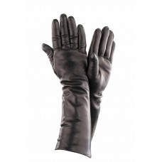 Женские длинные перчатки кожа Италия  мод.052-40 черные