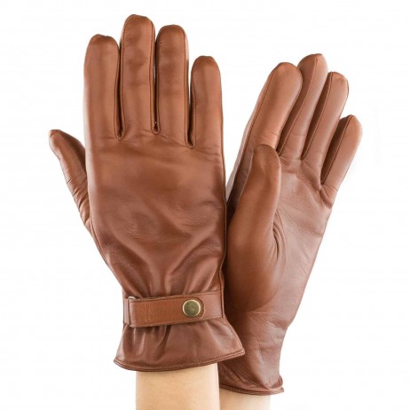 Чоловічі рукавички шкіряні GlovesUA мод.463 коньяк