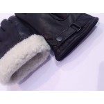 Чоловічі рукавички шкіряні на хутрі GlovesUA мод.080 чорні (овчина)