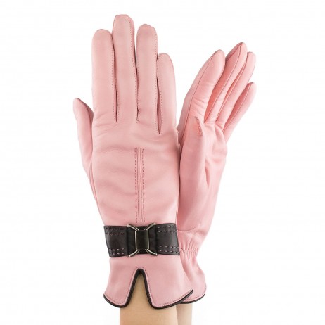 Женские перчатки кожаные мод.407 розовые