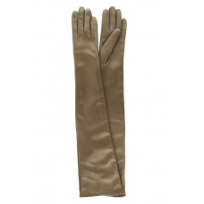 Женские длинные перчатки кожа Италия  мод.052-60 оливковые