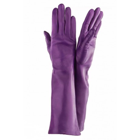 Женские длинные перчатки кожа Италия мод.052-40 виноград
