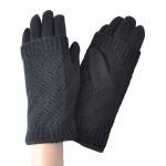 Женские перчатки-митенки трикотажные мод.24 черные