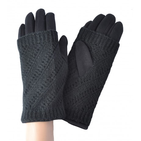 Женские перчатки-митенки трикотажные мод.24 черные