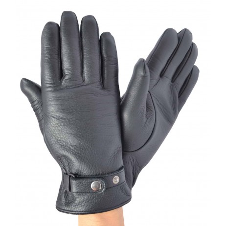 Чоловічі рукавички шкіряні GlovesUA мод.463 чорні (шкіра оленя)