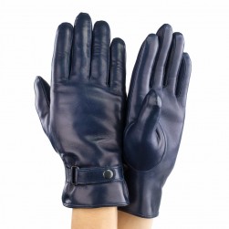 Мужские перчатки кожаные GlovesUA мод.463 темно-синие