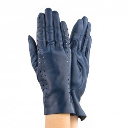 Женские перчатки кожаные мод.019 темно-синие