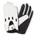 Чоловічі рукавички шкіряні мод.275 білий / чорний (шов всередину)