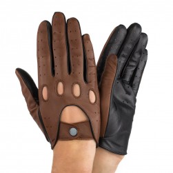 Чоловічі рукавички шкіряні мод.275 коричневий / чорний