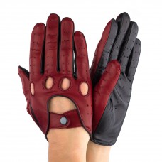 Чоловічі рукавички шкіряні мод.275 бордо / чорний (шов всередину)